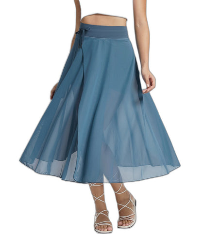 Effortless Sage Green Chiffon Midi Skirt for Women with A Line Flowing Casual Style