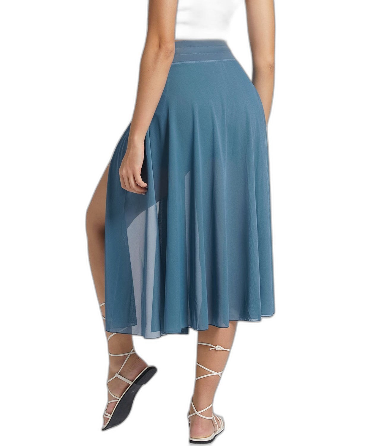 Effortless Sage Green Chiffon Midi Skirt for Women with A Line Flowing Casual Style