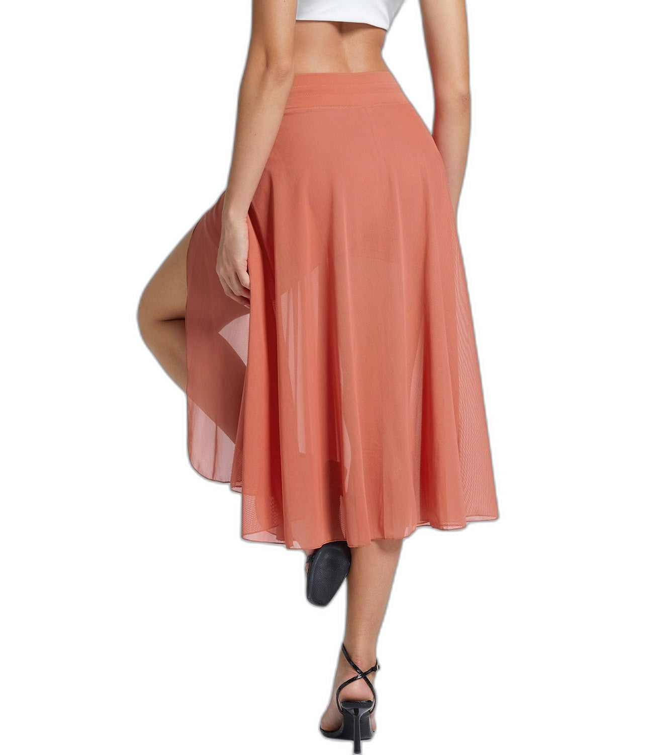 Effortless Sage Green Chiffon Midi Skirt for Women with A Line Flowing Casual Style