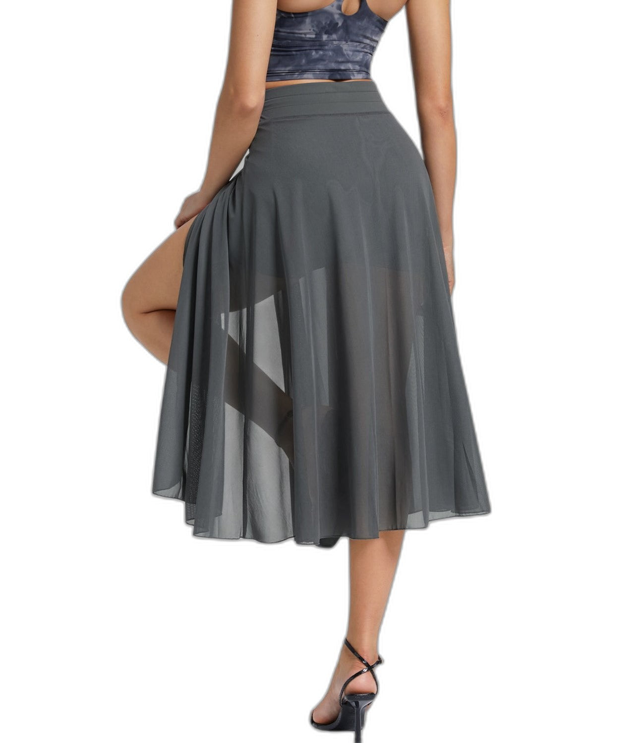 Effortless Sage Green Chiffon Midi Skirt for Women with A Line Flowing Casual Style
