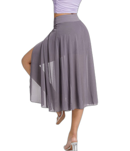 Effortless Sage Green Chiffon Midi Skirt for Women with A Line Flowing Casual Style