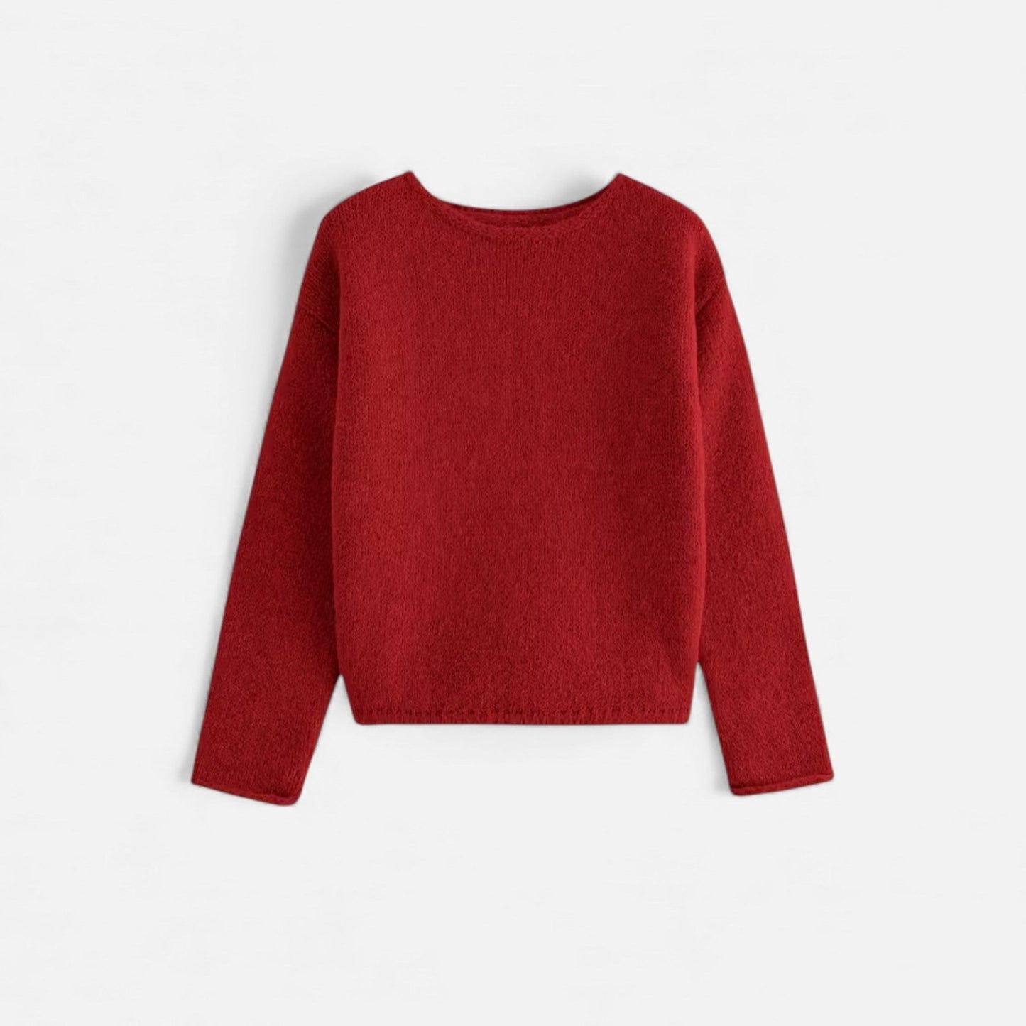 Effortless Sage Green Knit Sweater for Women with Crew Neck Long Sleeve Casual Style