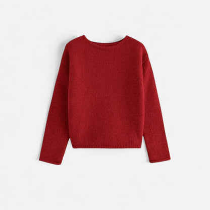 Effortless Sage Green Knit Sweater for Women with Crew Neck Long Sleeve Casual Style