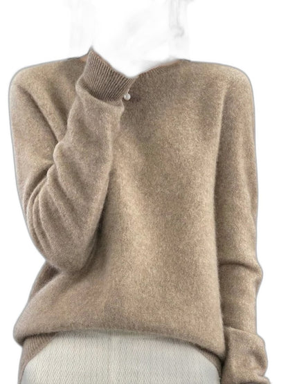 Effortless Sage Green Knit Sweater for Women with Crew Neck Long Sleeve Casual Style