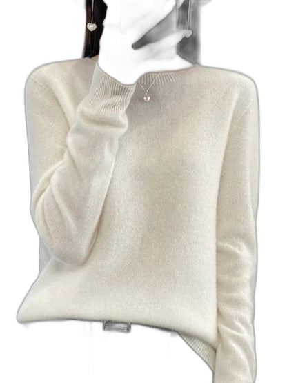 Effortless Sage Green Knit Sweater for Women with Crew Neck Long Sleeve Casual Style