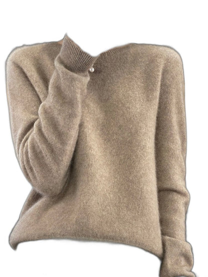 Effortless Sage Green Knit Sweater for Women with Crew Neck Long Sleeve Casual Style