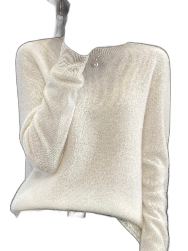 Effortless Sage Green Knit Sweater for Women with Crew Neck Long Sleeve Casual Style