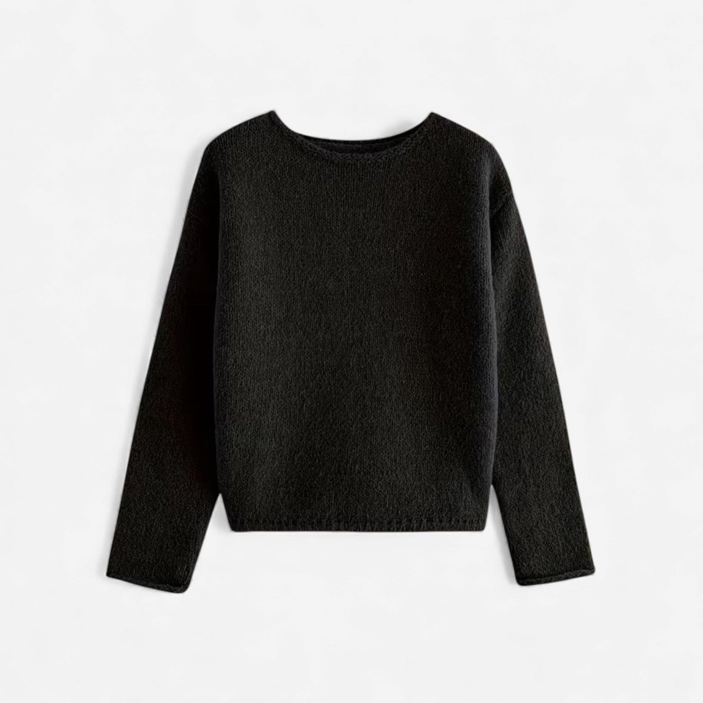Effortless Sage Green Knit Sweater for Women with Crew Neck Long Sleeve Casual Style