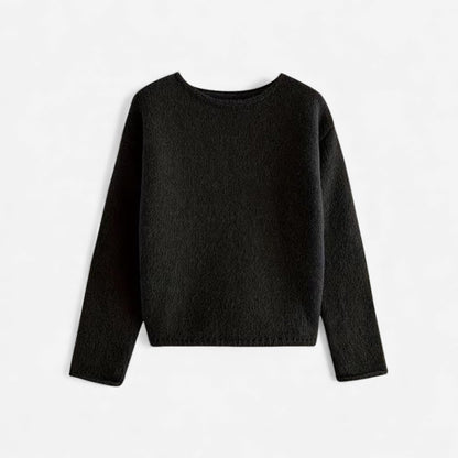 Effortless Sage Green Knit Sweater for Women with Crew Neck Long Sleeve Casual Style