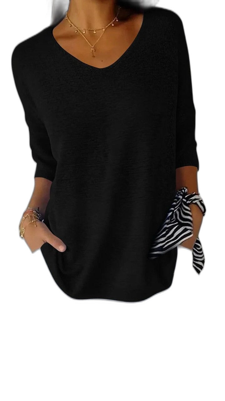 Effortless Sage Green Knit Sweater for Women with V Neck Short Sleeve Oversized Pockets Casual Style