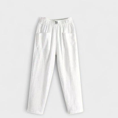 Effortless Sage Green Linen Pants for Women with High Waisted Pockets Casual Style