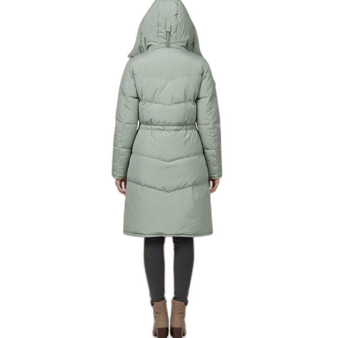 Effortless Sage Green Puffer Jacket for Women with Long Sleeve Pockets Casual Style