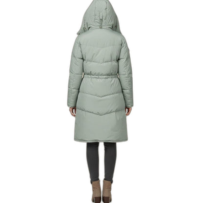 Effortless Sage Green Puffer Jacket for Women with Long Sleeve Pockets Casual Style