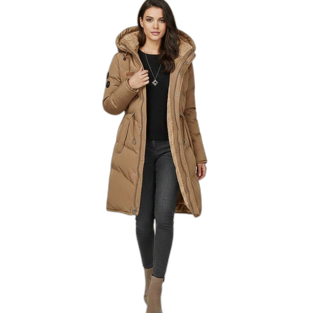 Effortless Sage Green Puffer Jacket for Women with Long Sleeve Pockets Casual Style