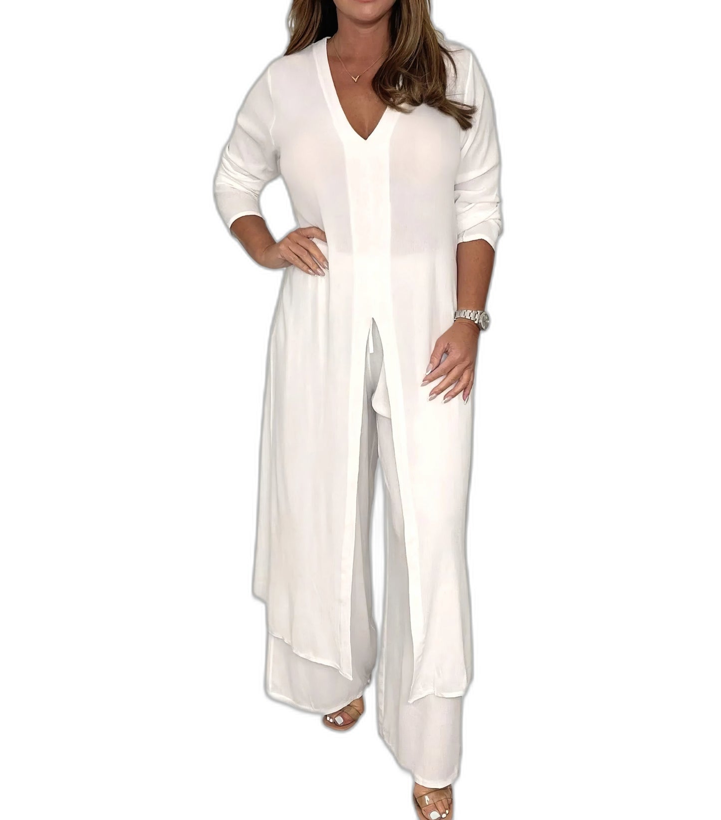 Effortless Sage Green Two Piece Set for Women with Straight Leg Casual Style
