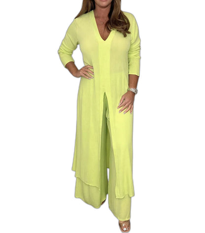 Effortless Sage Green Two Piece Set for Women with Straight Leg Casual Style