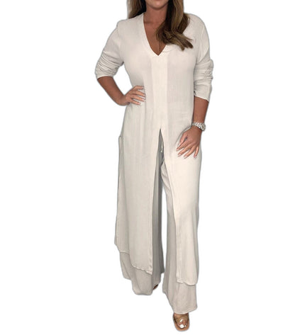 Effortless Sage Green Two Piece Set for Women with Straight Leg Casual Style