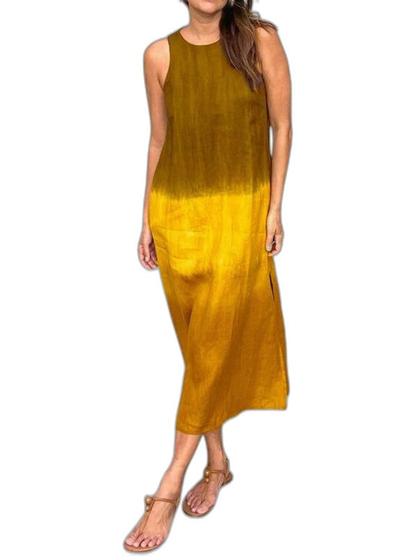 Effortless Satin Maxi Dress for Women with Crew Neck Sleeveless Bodycon Casual Style