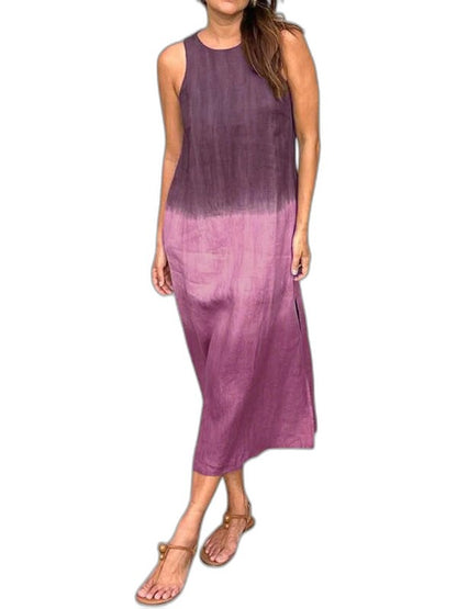 Effortless Satin Maxi Dress for Women with Crew Neck Sleeveless Bodycon Casual Style