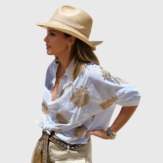 Effortless Shirt for Women with Collared Long Sleeve Button Front Casual Style