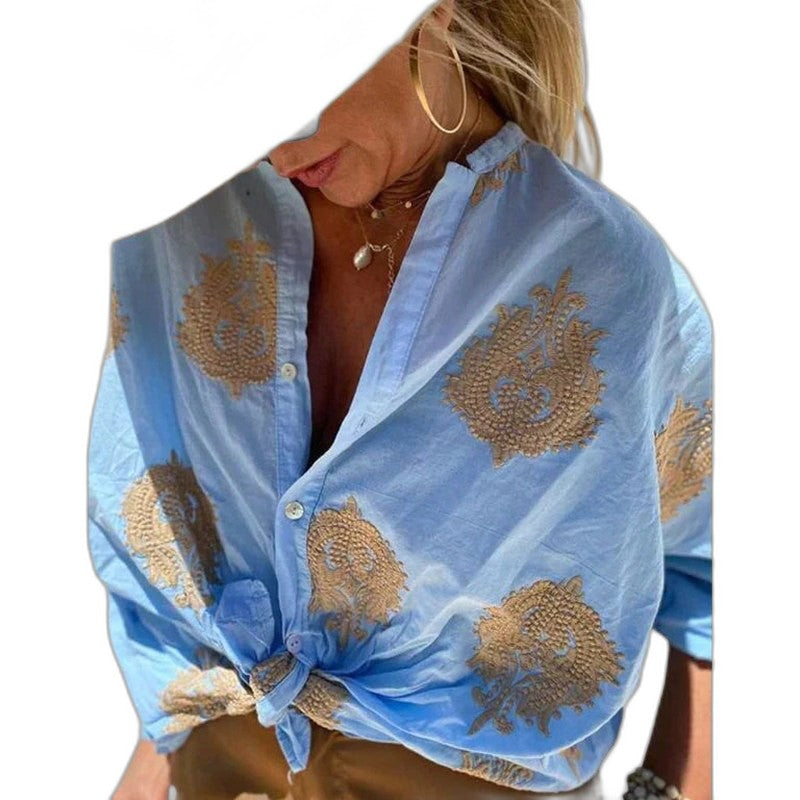 Effortless Shirt for Women with Collared Long Sleeve Button Front Casual Style