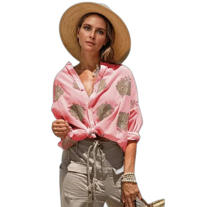 Effortless Shirt for Women with Collared Long Sleeve Button Front Casual Style