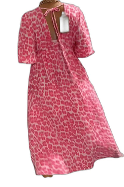 Effortless Striped Maxi Dress for Women with V Neck Short Sleeve Flowing Casual Style