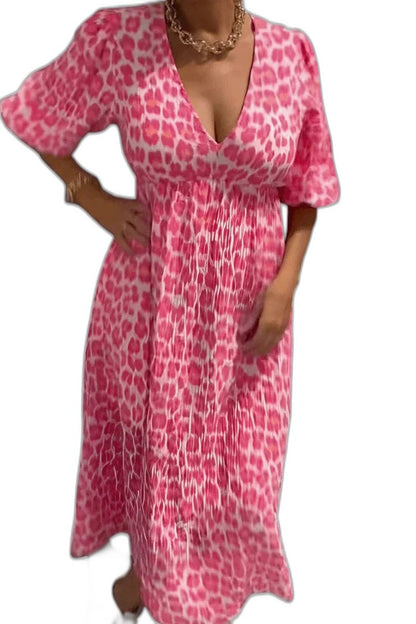 Effortless Striped Maxi Dress for Women with V Neck Short Sleeve Flowing Casual Style