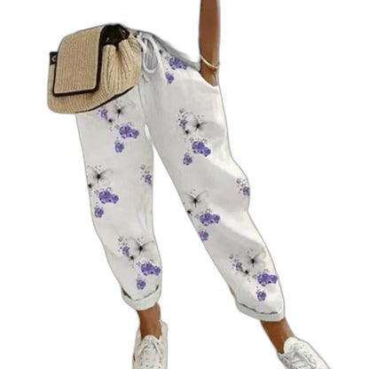 Effortless Striped Pants for Women with Cotton High Waisted Cropped Casual Style