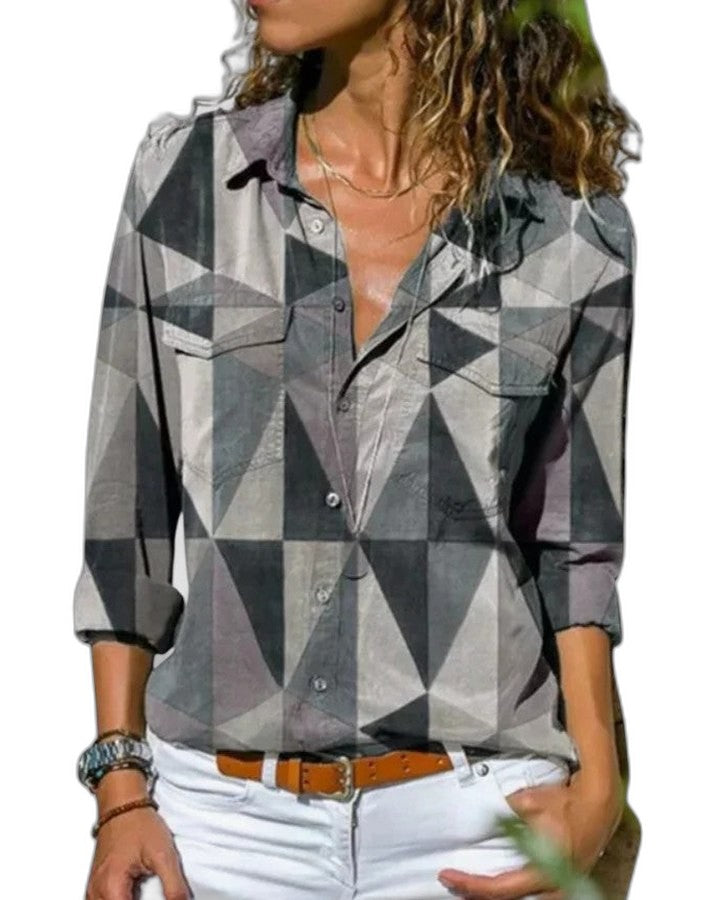 Effortless Striped Shirt for Women with Collared Long Sleeve Button Front Belted Casual Style