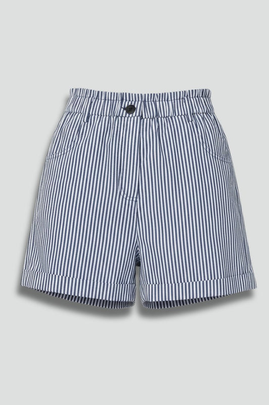 Effortless Striped Shorts for Women with High Waisted Pockets Casual Style