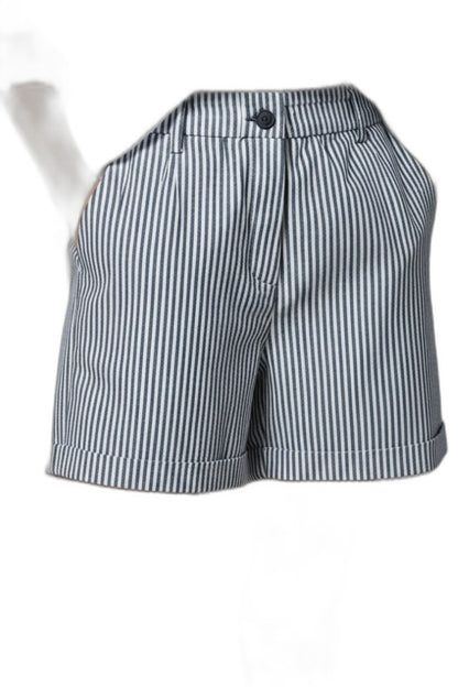 Effortless Striped Shorts for Women with High Waisted Pockets Casual Style
