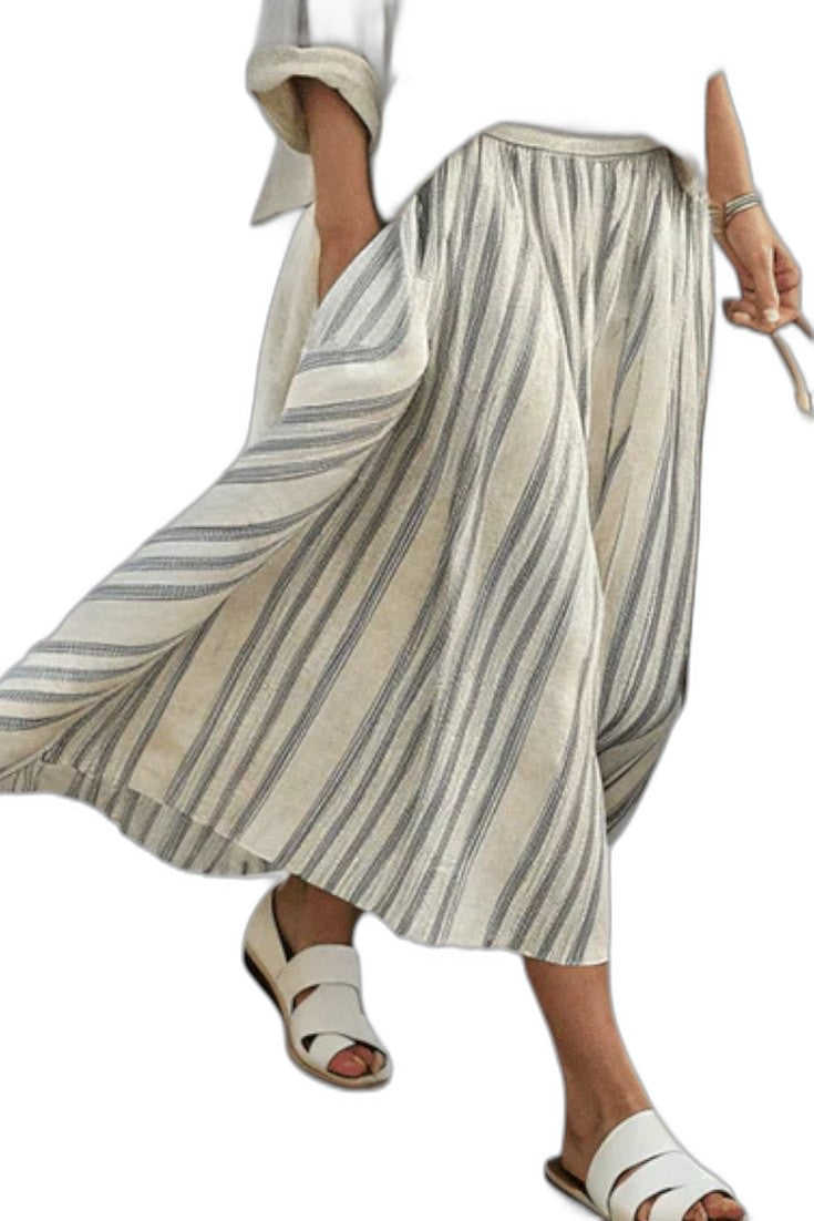 Effortless Striped Two Piece Set for Women with Flowing Casual Style