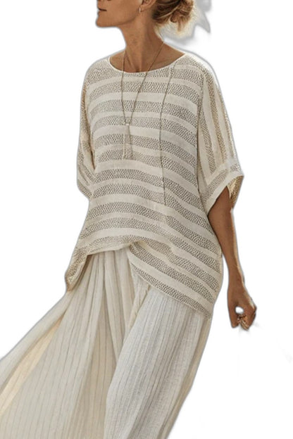 Effortless Striped Two Piece Set for Women with Flowing Oversized Casual Style