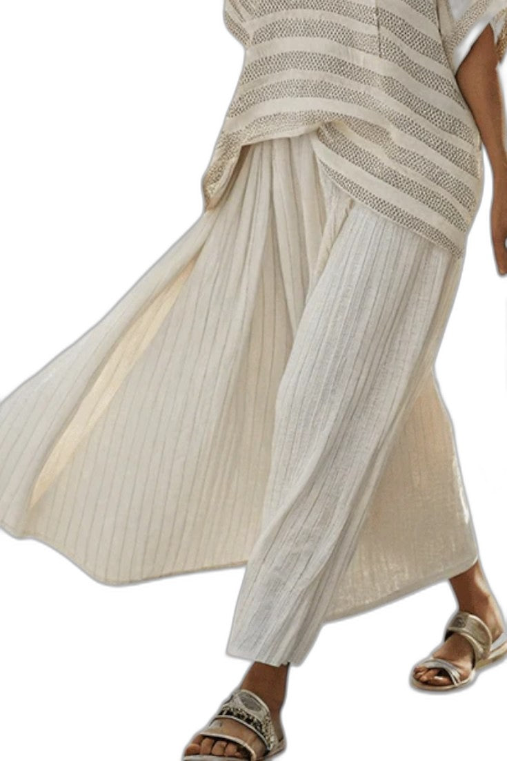Effortless Striped Two Piece Set for Women with Flowing Oversized Casual Style