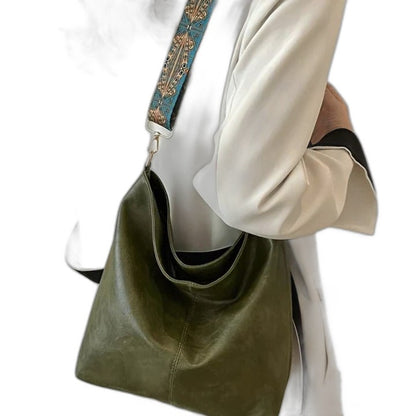 Effortless Suede Bucket Bag for Women with Shoulder Casual Style
