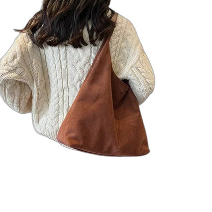 Effortless Suede Shoulder Bag for Women with Tote Casual Style