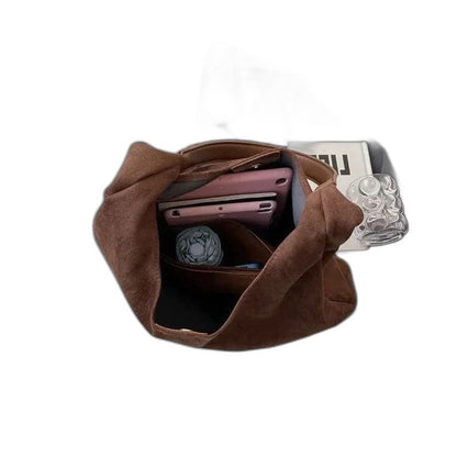 Effortless Suede Shoulder Bag for Women with Tote Casual Style