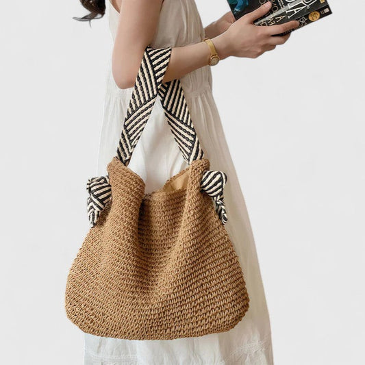 Effortless Tan Crochet Bucket Bag for Women with Casual Style