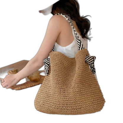 Effortless Tan Crochet Bucket Bag for Women with Casual Style