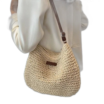 Effortless Tan Crochet Shoulder Bag for Women with Casual Style