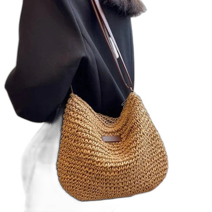 Effortless Tan Crochet Shoulder Bag for Women with Casual Style