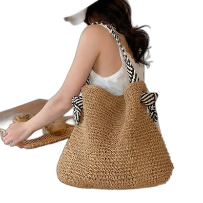 Effortless Tan Crochet Tote Bag for Women with Casual Style