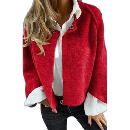 Effortless Tan Jacket for Women with Collared Long Sleeve Button Front Cropped Casual Style