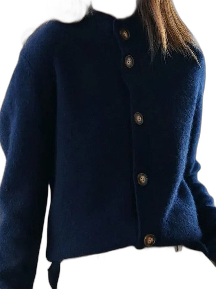 Effortless Tan Knit Cardigan Sweater for Women with Collared Long Sleeve Button Front Casual Style