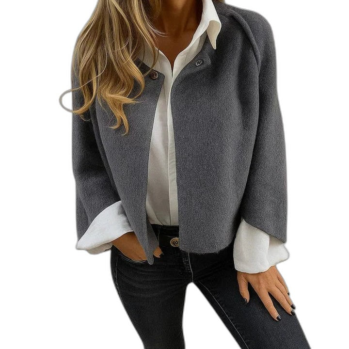 Effortless Tan Knit Jacket for Women with Collared Long Sleeve Button Front Oversized Casual Style