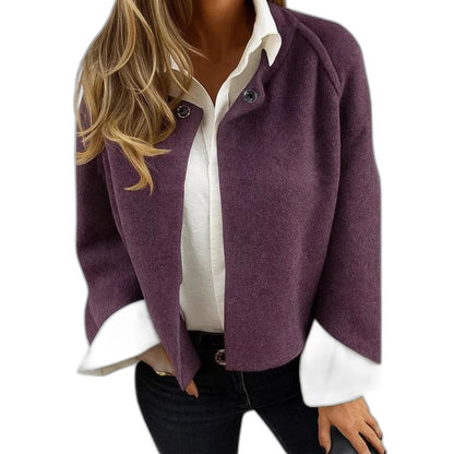 Effortless Tan Knit Jacket for Women with Collared Long Sleeve Button Front Oversized Casual Style