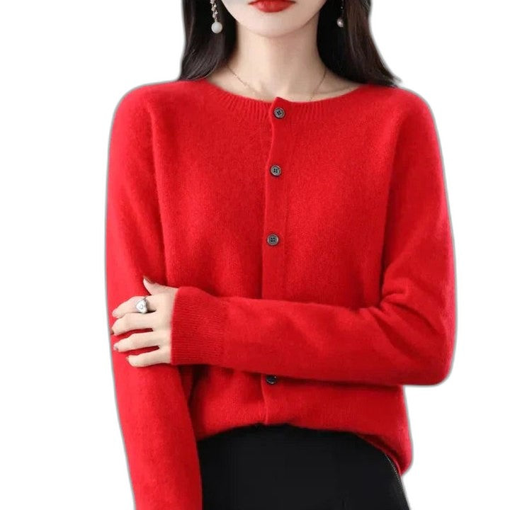 Effortless Tan Knit Sweater for Women with Crew Neck Long Sleeve Casual Style
