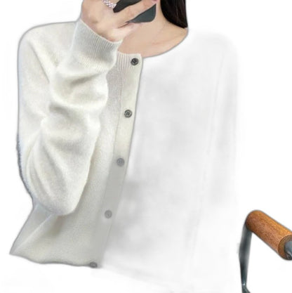 Effortless Tan Knit Sweater for Women with Crew Neck Long Sleeve Casual Style