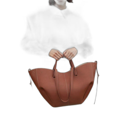 Effortless Tan Leather Tote Bag for Women with Casual Style